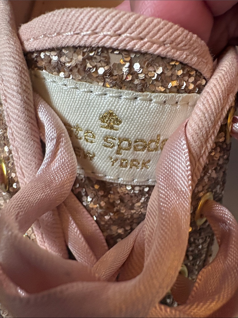 Keds x Kate Spade Champion Rose Gold Glitter Sneakers 8.5 | Satin Lace Wedding B - Picture 6 of 8